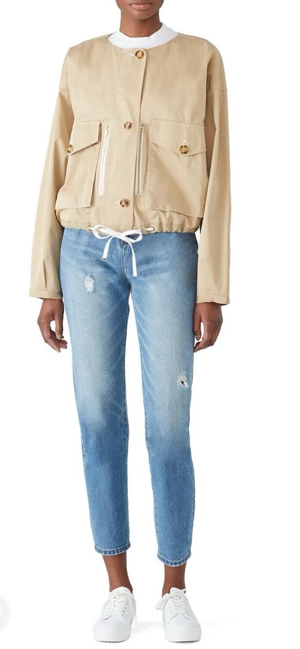 Badgley Mischka Womens Khaki Drawstring Jacket Size 18 11009240